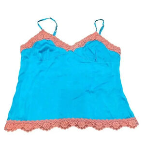 2000 Y2K Vintage New York Silk Cami Tank Top Lace Lingerie Size M​​​​